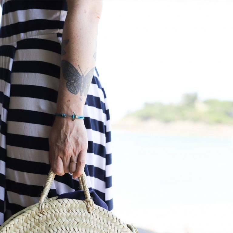 Bracelet Hoedic - ancre et paracorde bleu canard - acier inoxydable - femme