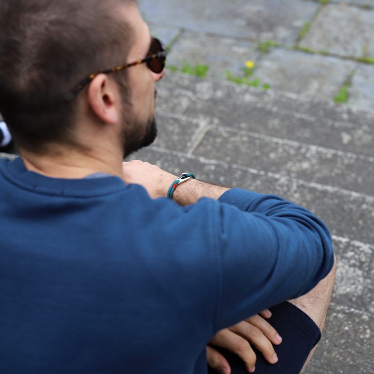 Goléon - Bracelet mousqueton homme - Corde vert canard