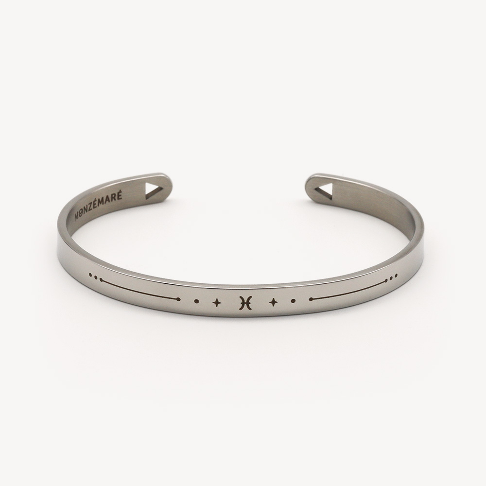 Bracelet jonc en acier Poissons – photo produit fond blanc – Monzémaré
