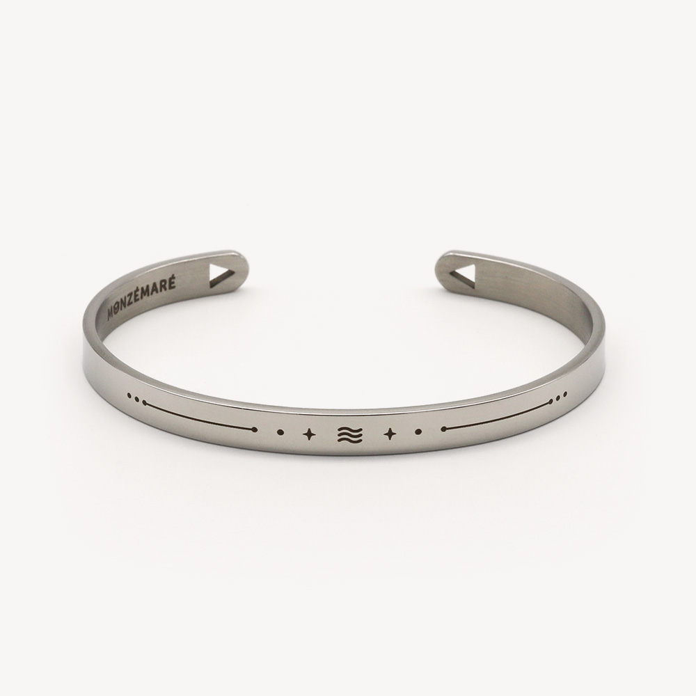 Bracelet jonc astrologique Verseau en acier – vue produit – Monzémaré