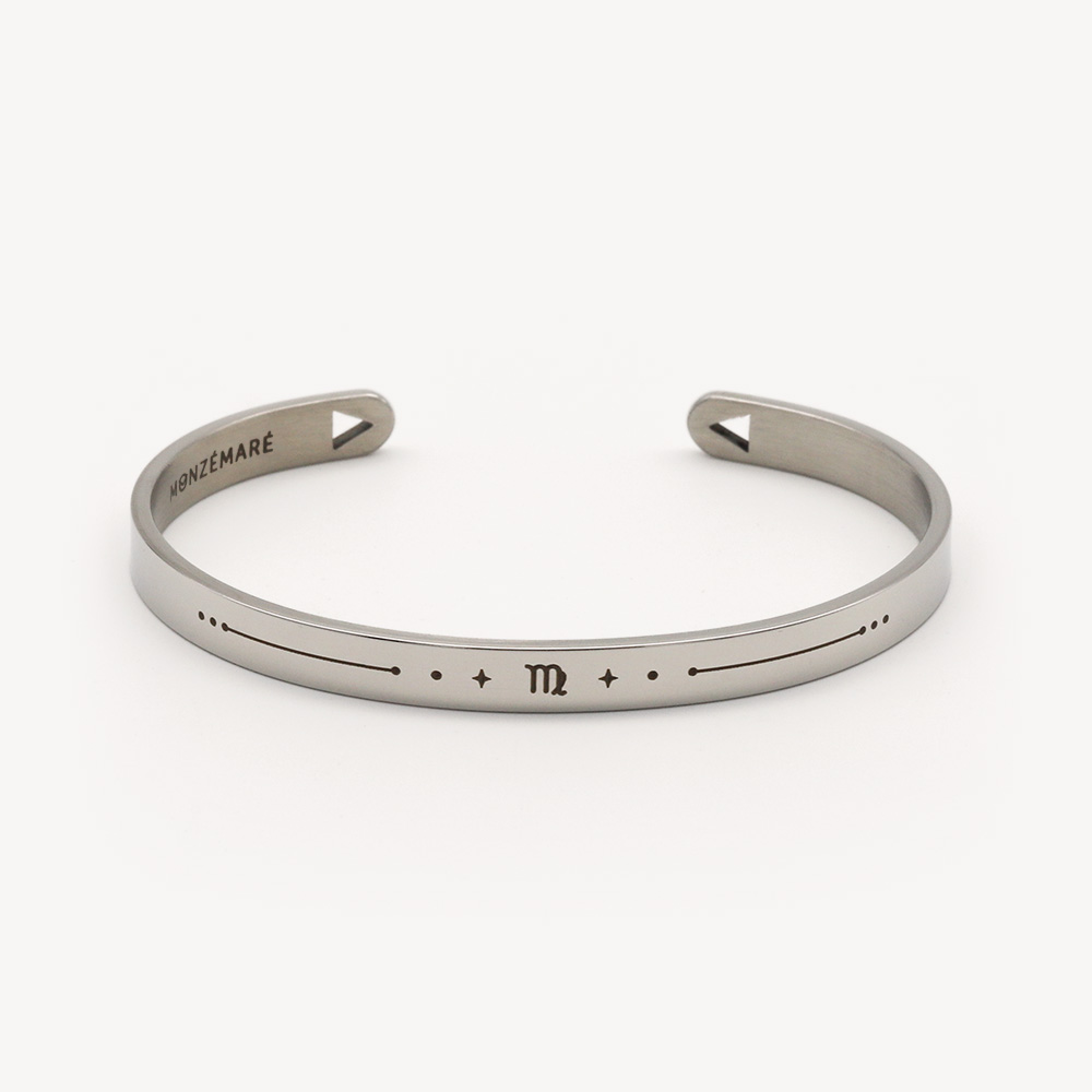 Bracelet jonc en acier signe Vierge – vue produit – Monzémaré