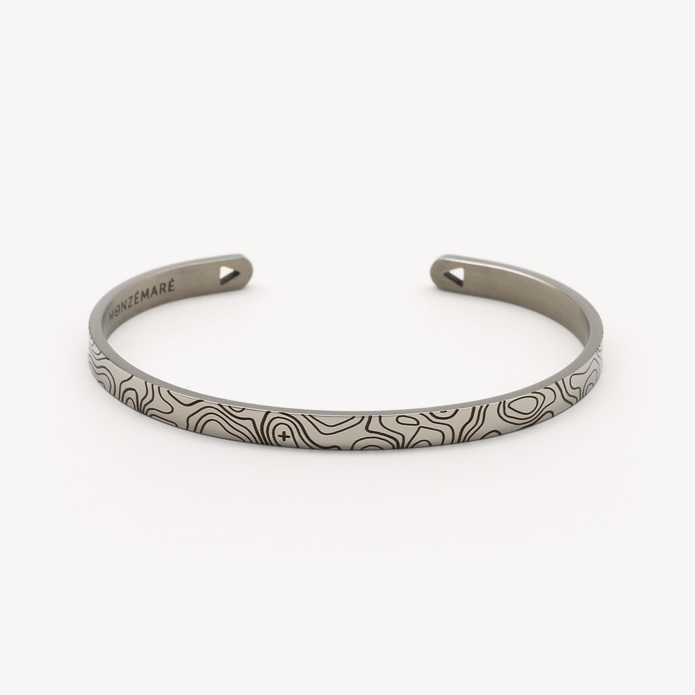 Bracelet jonc femme acier argenté - Topo - Randonée - Packshot - Monzémaré