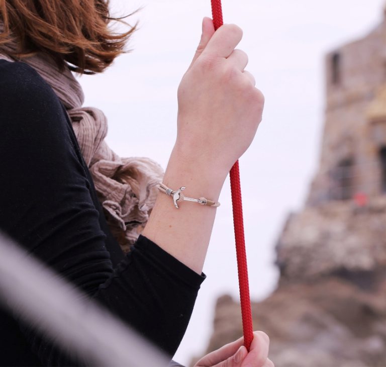 Bracelet beige ancre femme